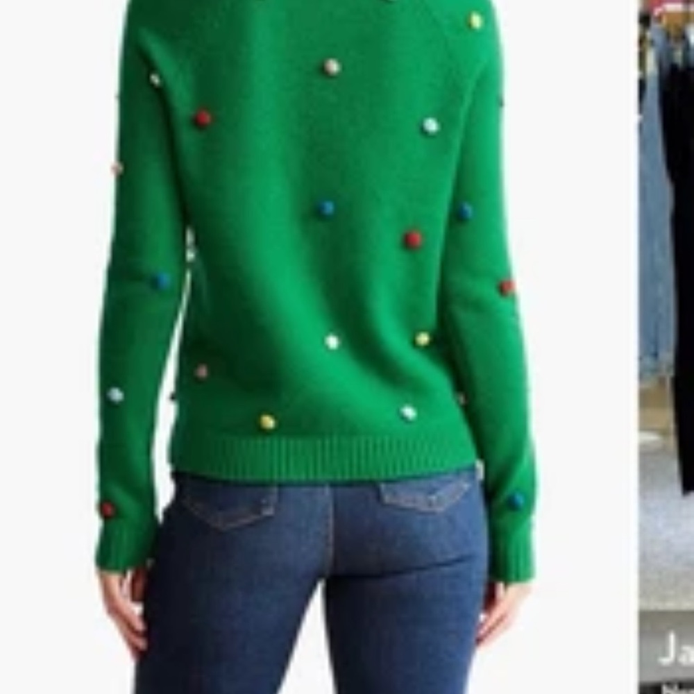 Boden Pom Pom Sweater Veridian Green Christmas Holiday Size Medium NWT - Picture 4 of 4